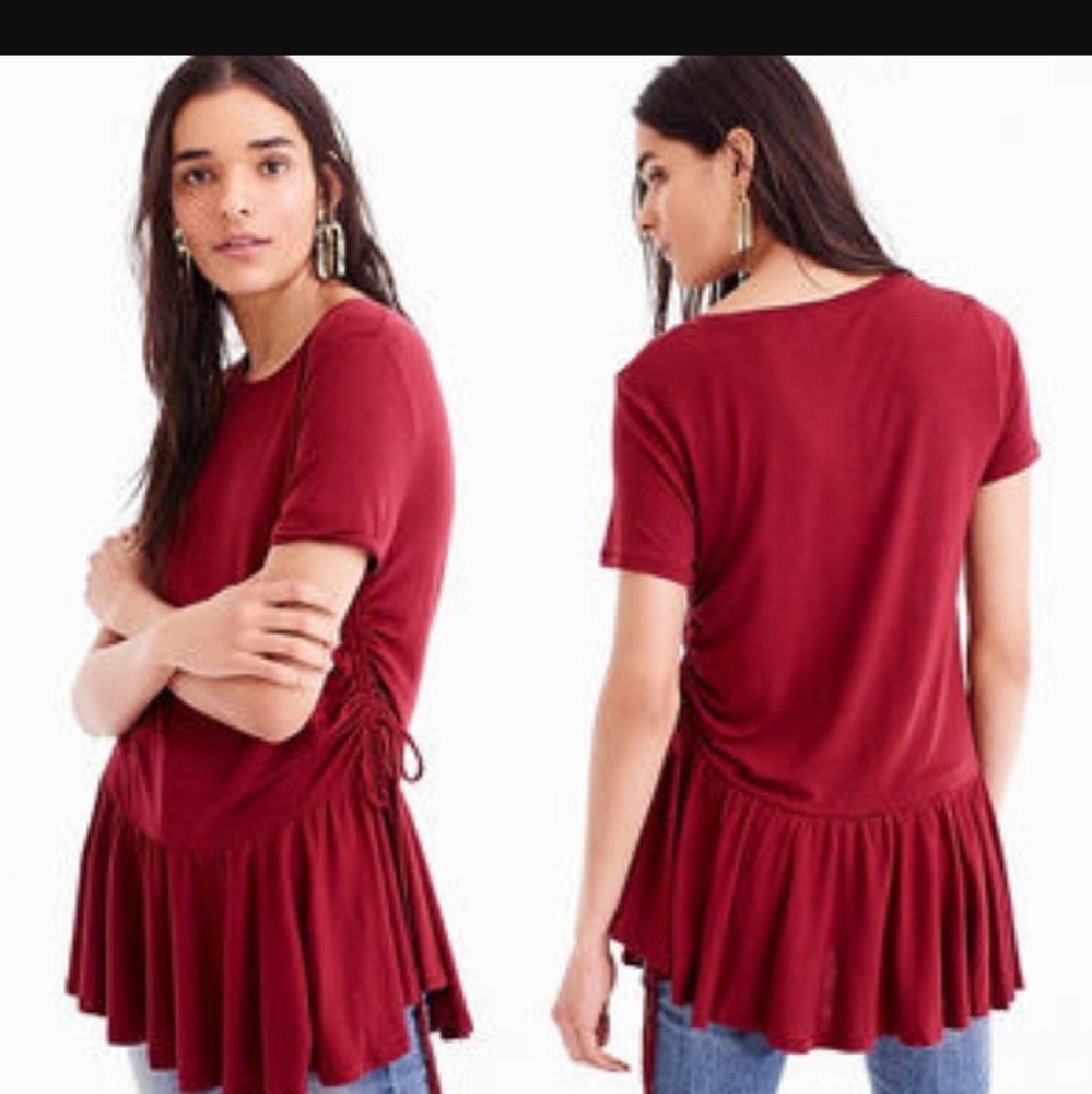 NWOT j crew gathered maroon top